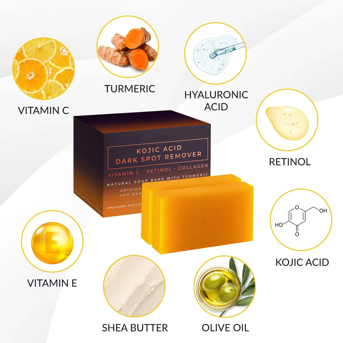 Kojic Acid Brightening Bar for Dark Spots & Even Skin Tone