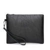 Schwarzes elegantes Leder-Clutch-Portemonnaie für Herren mit silberner Kette