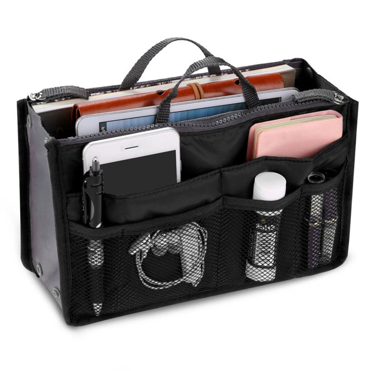Nylon Handbag Organizer with Multiple Pockets