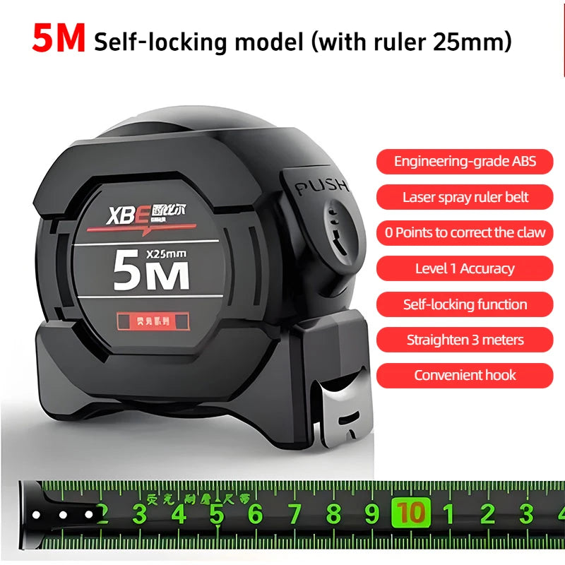 Self-Locking Fluorescent Steel Tape Measure