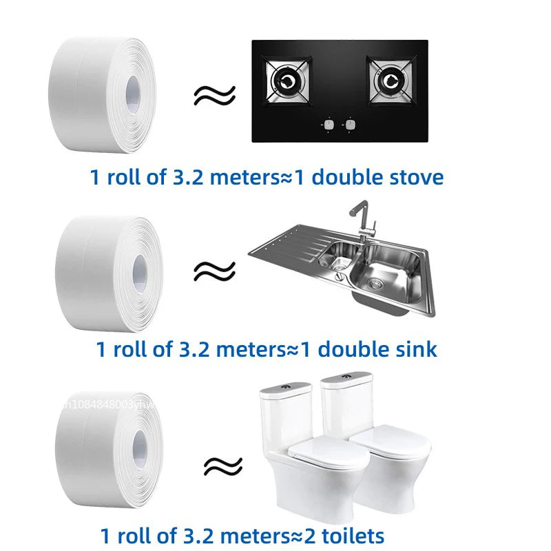 Rolls of self-adhesive waterproof sealing tape for double stoves, sinks, and toilets