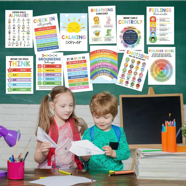 12-Piece Calming Corner Poster Set for Kids