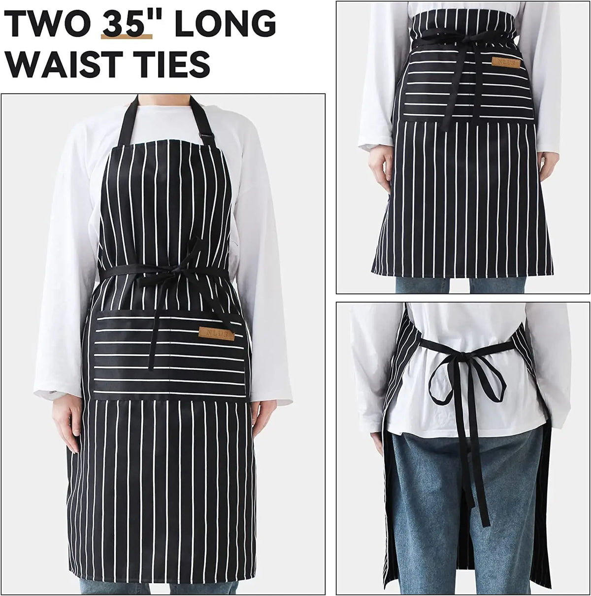 Striped Kitchen & Work Apron with Adjustable Neck Strap