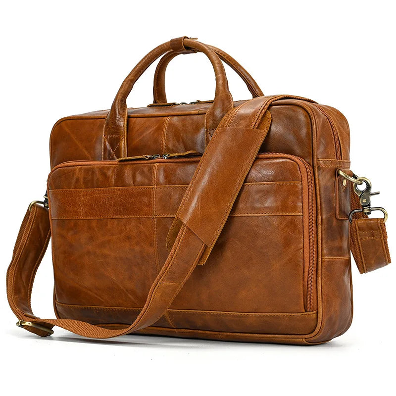 Vintage Genuine Leather Executive Laptop Briefcase