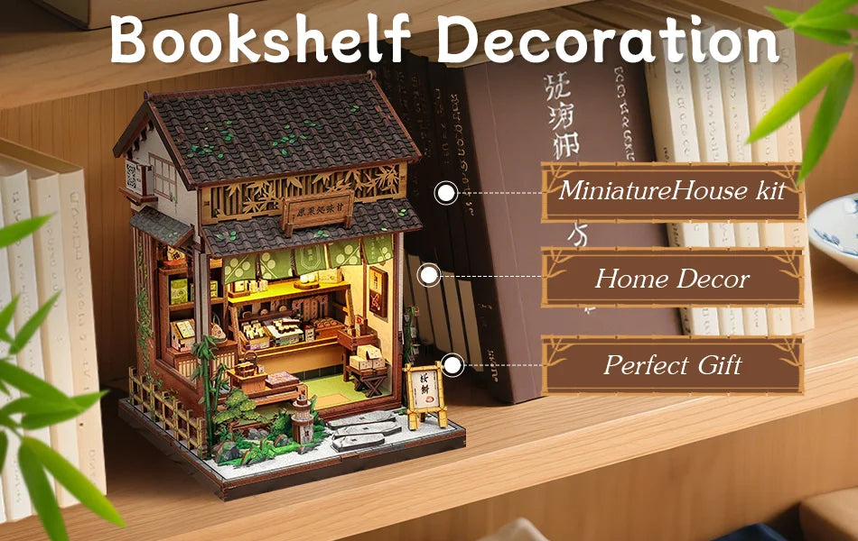 Book Nook DIY Wooden Miniature Kit with LED Lighting