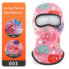 Pink kids balaclava mask with colorful animal prints for cycling and skiing