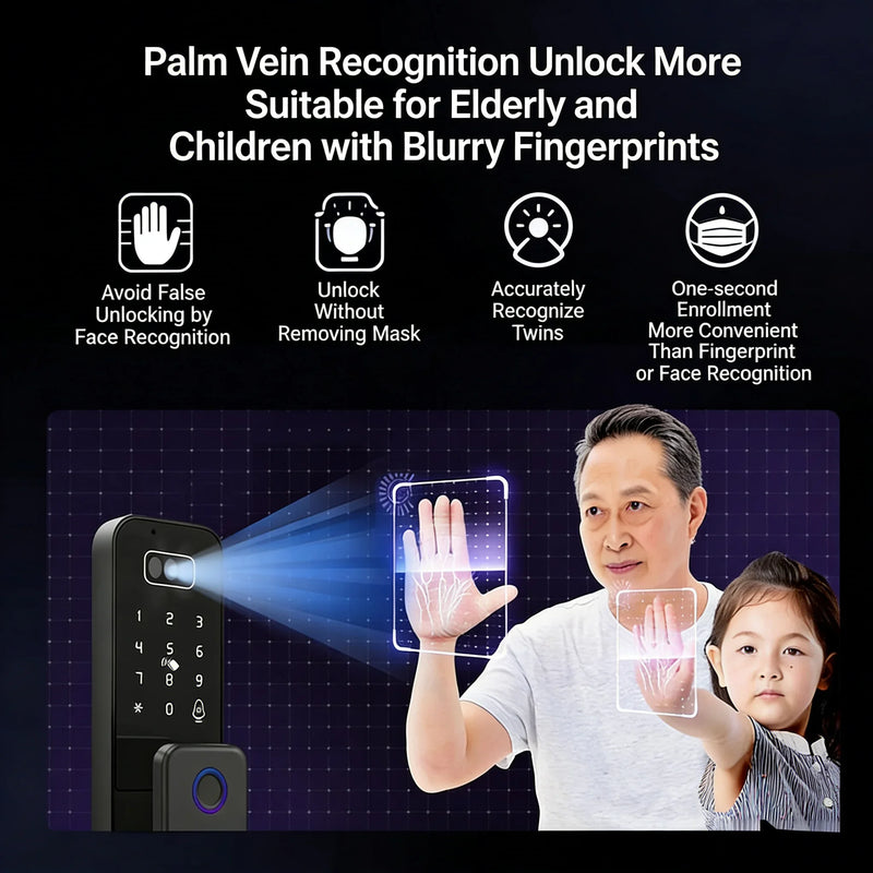 Smart Palm & Face Recognition Door Lock with WiFi App Control
