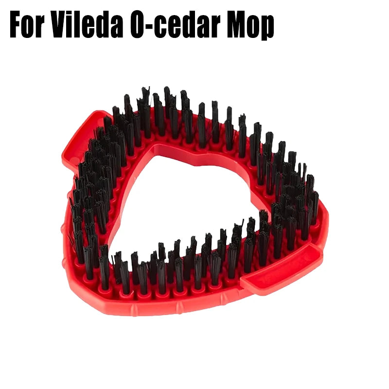 Red mop pad replacements with black bristles for Vileda O-cedar mop.