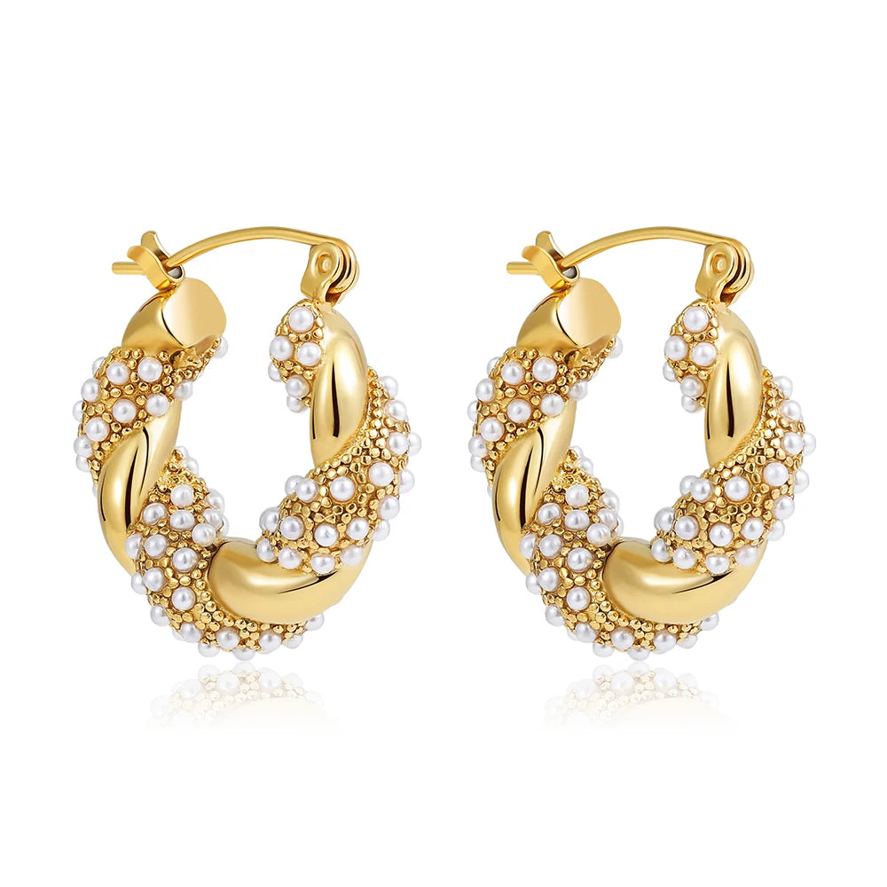 Geometric Gold Plated Huggie Hoop Earrings