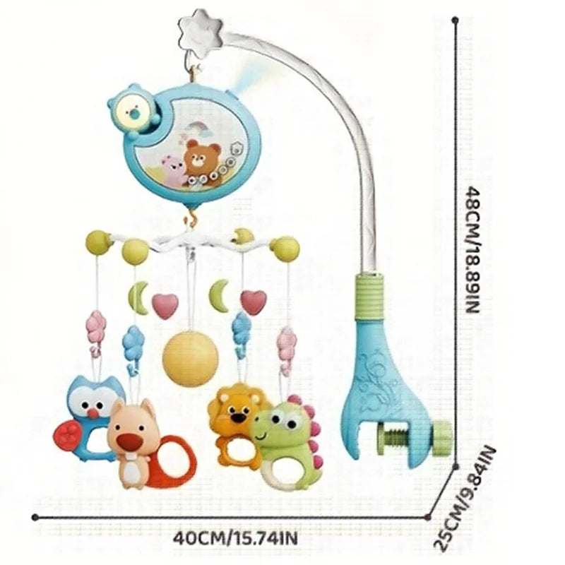 360° Rotating Baby Crib Mobile with Night Light and Music