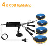 Four 2 meter COB light strips with connectors and power supply cables.