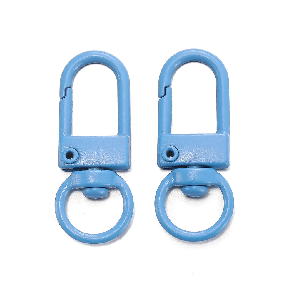 A pair of light blue alloy lobster clasp hooks for DIY jewelry making