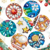 A collection of colorful DIY diamond art coasters featuring various gemstone and crystal designs.