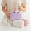 Soft Plush Cosmetic Bag with Zipper Closure