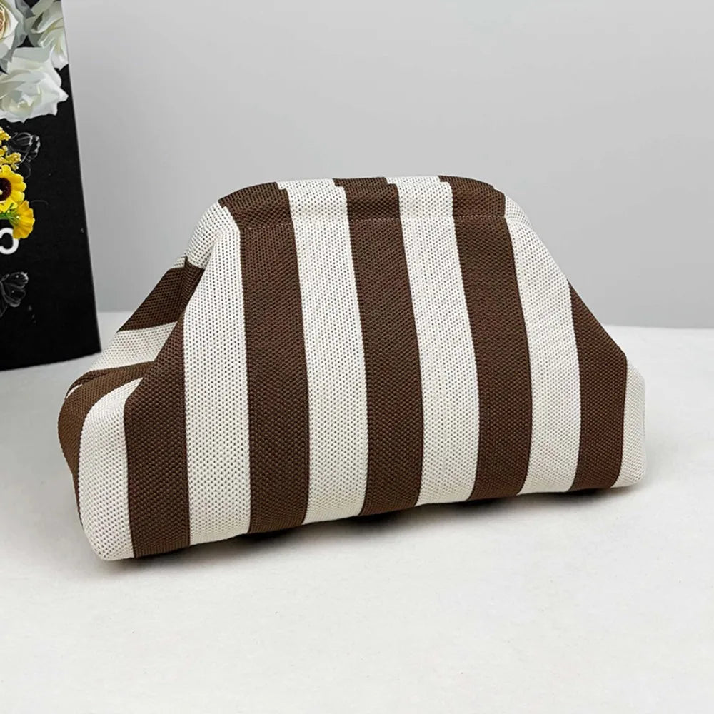 Striped Knit Tote Bag - Casual & Spacious Handbag