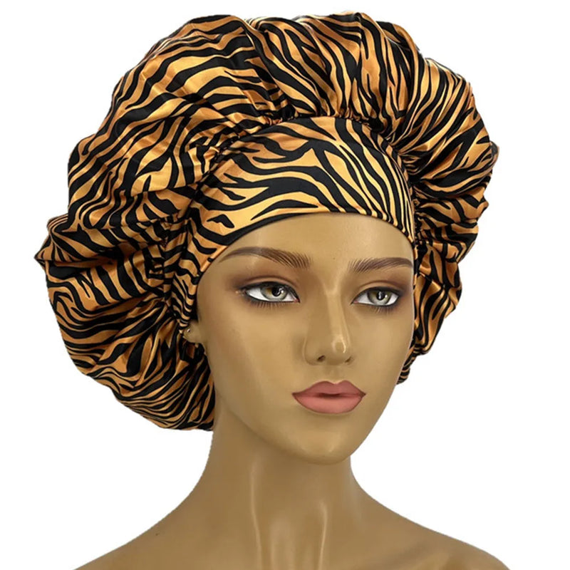 Leopard Print Satin Sleep Bonnet