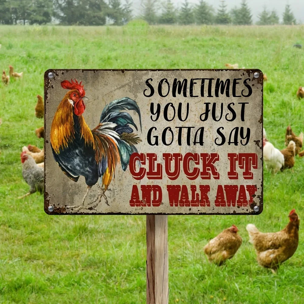 Retro Funny Chicken Farm Metal Sign for Kitchen and Coop