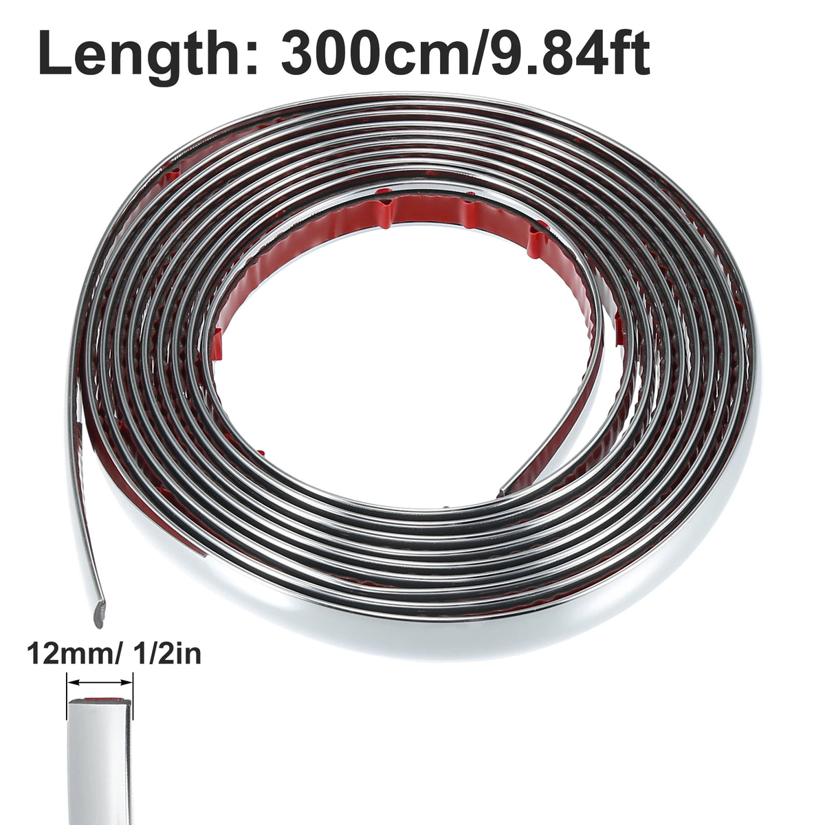 Roll of 300cm chrome car door edge guard trim strip with 12mm width