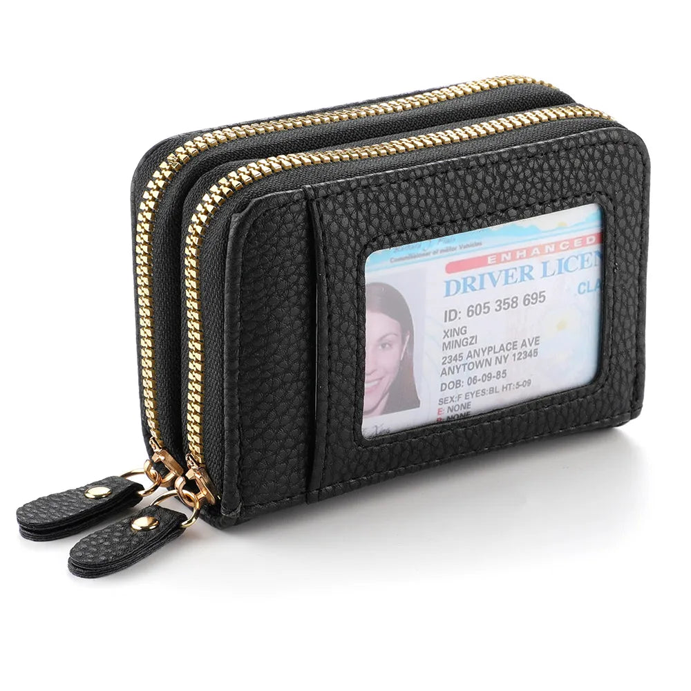 PU Leather Women's Multi-Slot Zipper Wallet Card Holder