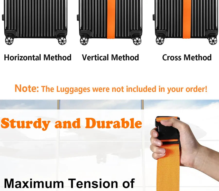 Adjustable Suitcase Straps with Bright Neon Colors – Secure & Easy to Spot