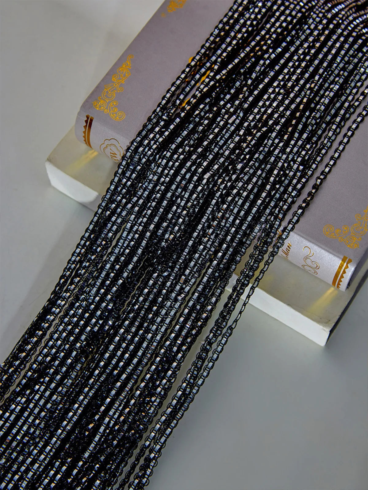 Black and gold boho tassel string curtain for doorways and room dividers