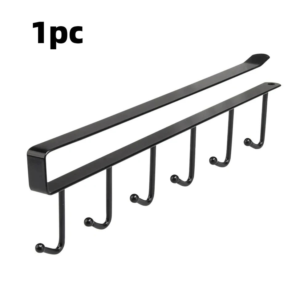 6-Hook Under Cabinet Storage Rack for Kitchen and Closet Organization