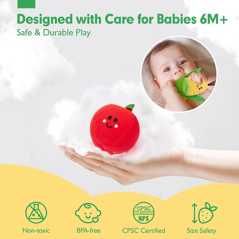 Soft Fruit & Vegetable Sensory Toy Set with Crinkle and Rattle
