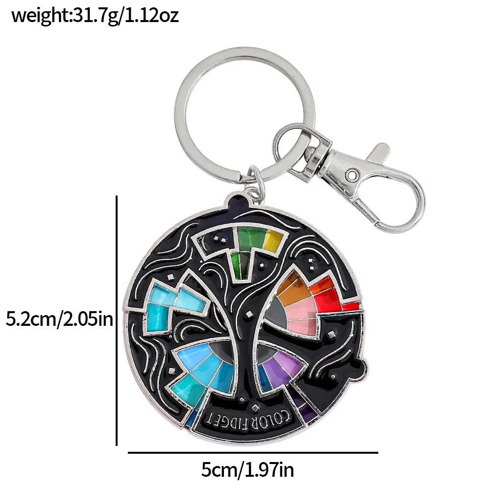 Tone Color Wheel Spinner Fidget Keychain