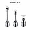 Three views of a stainless steel kitchen faucet adapter showing inner diameter specifications.