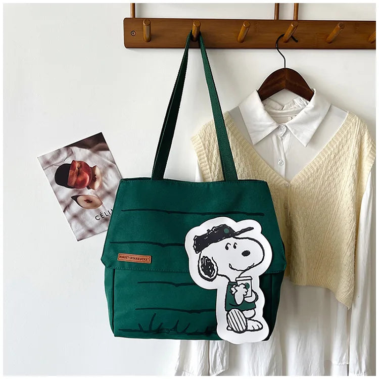 Snoopy Canvas Tote Bag with Crossbody Strap