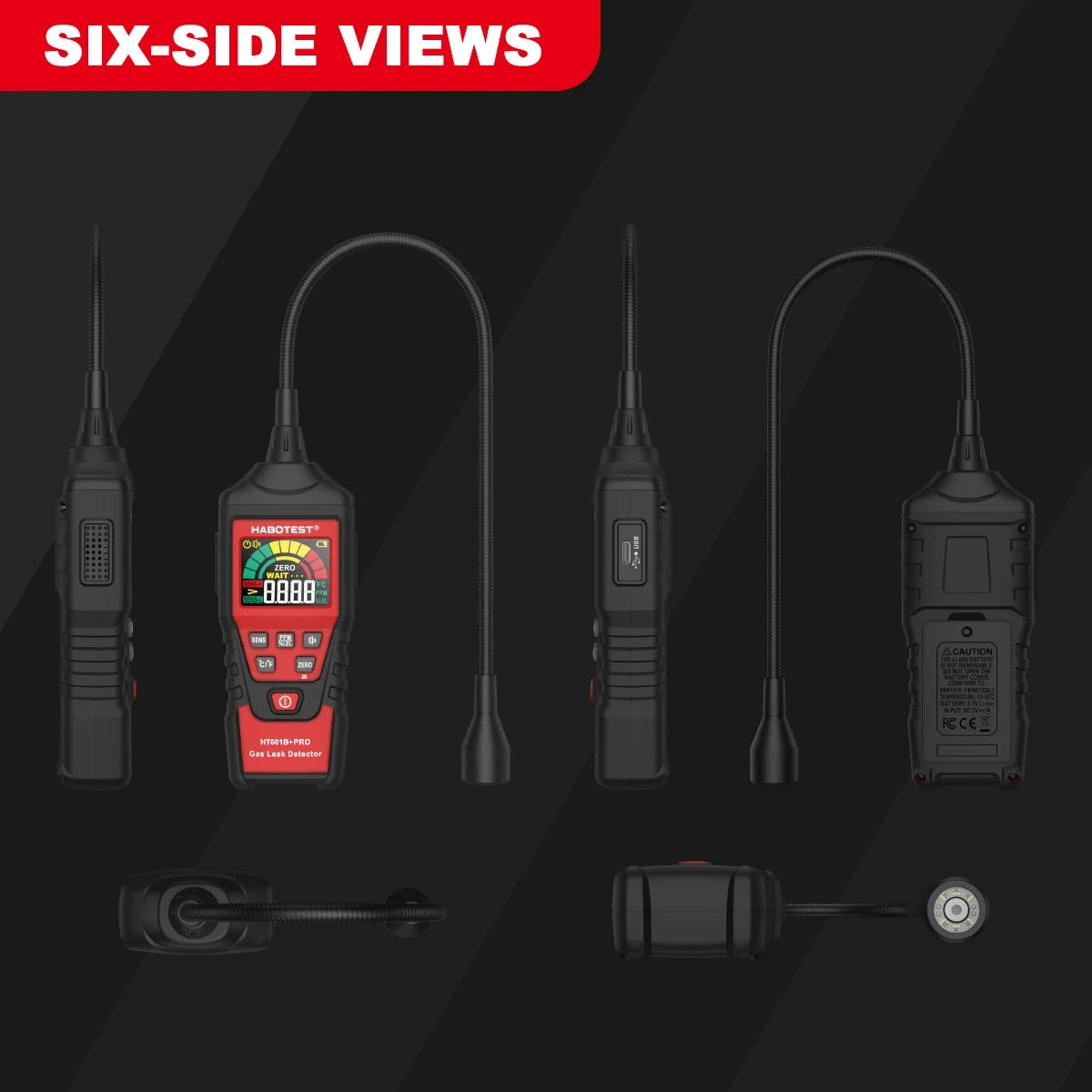 Portable Combustible Gas Leak Detector with Flexible Probe