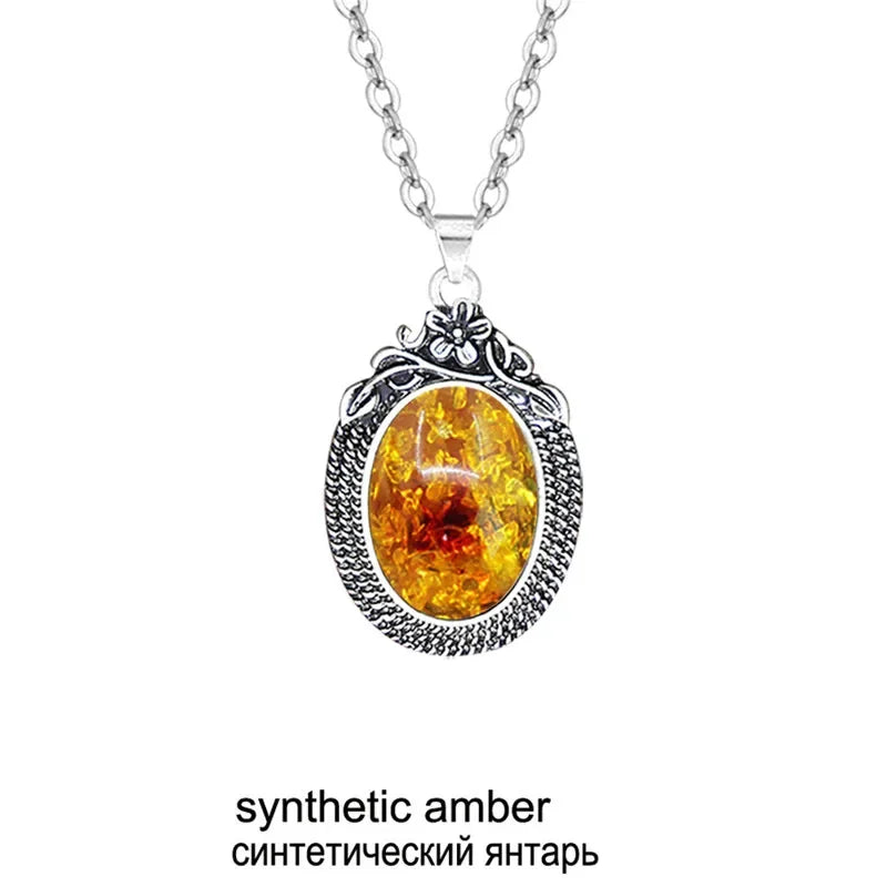 Vintage Tiger Eye Plant Pendant Necklace