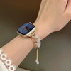 Crystal Bead Watch Strap with Adjustable Metal Link Design