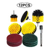 A set of 12 drill brush cleaning tools including various sizes and extensions for home and auto detailing.