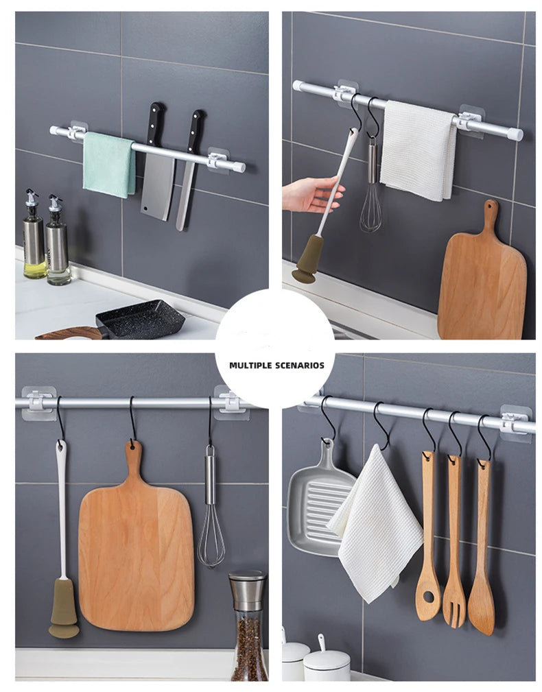 Self-Adhesive Curtain Rod Holders - No-Drilling Clamp Hooks