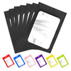 A set of colorful Mylar ziplock bags with clear windows for jewelry and small item packaging