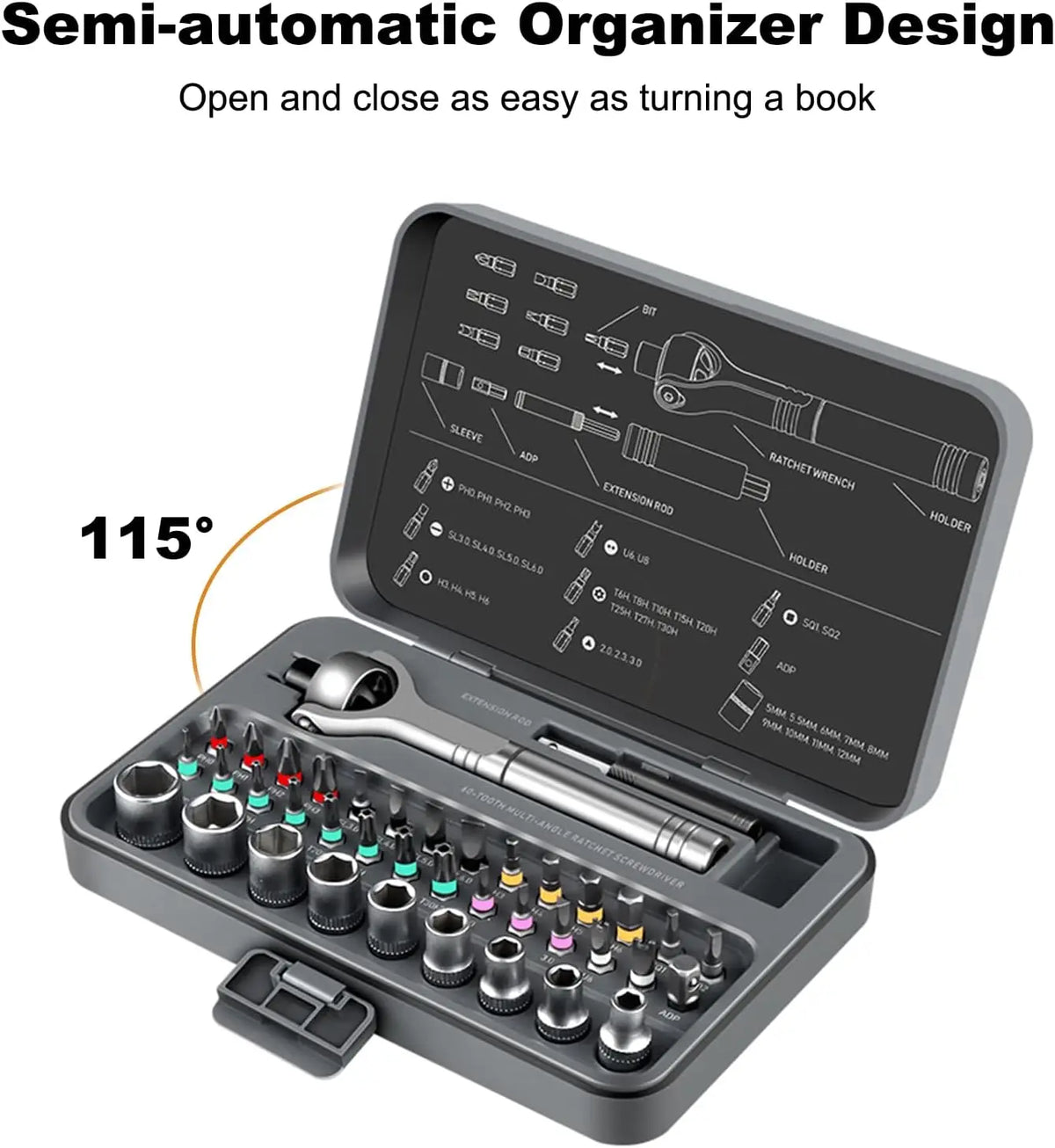 40-in-1 Magnetic Ratchet Screwdriver Set with Detachable Handle