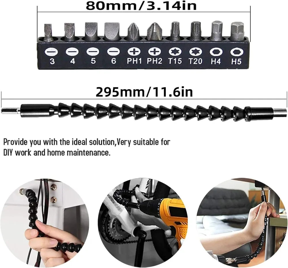 Flexible Drill Bit Extension & Right Angle Adapter Kit