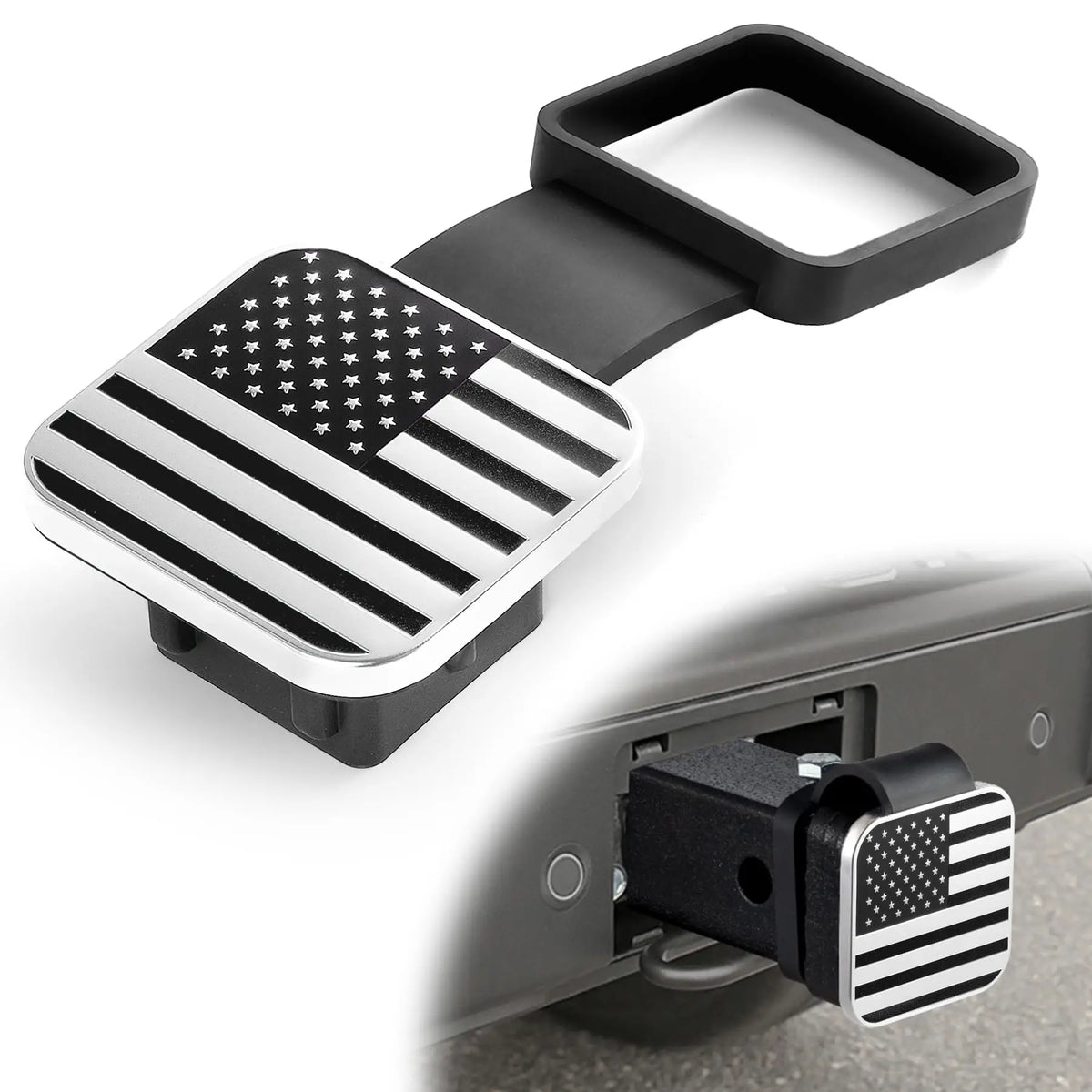 2-Inch Trailer Hitch Receiver Cover with American Flag Design
