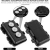 Front and back views of a black magnetic adsorption vehicle bottom car key box with foam padding