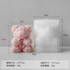 A white silicone mold shaped like a bear hug rose, shown next to its dimensions.