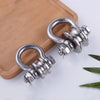 A heavy-duty 304 stainless steel pulley with a silent bearing resting on a wooden surface.