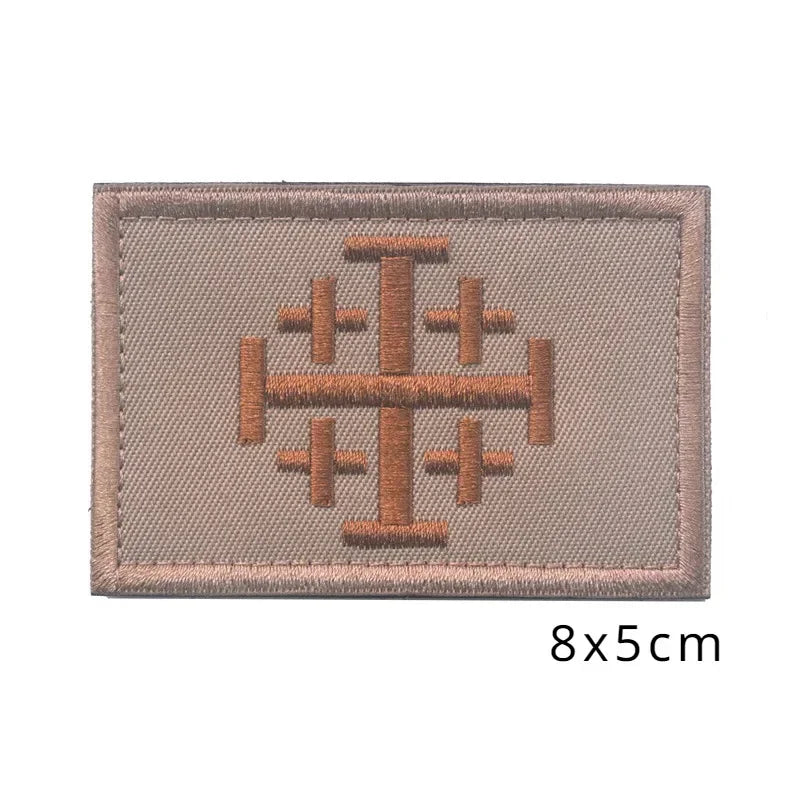 Embroidered Crusader Cross Tactical Patch with Hook and Loop Backing