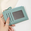 Slim Leather Card Holder Wallet with Secure Zipper