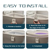 Instructions for installing a rechargeable motion sensor toilet night light on a toilet.