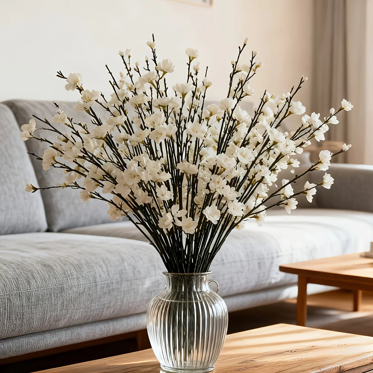 Artificial Plum Blossom Branches - Set of 5 for Elegant Home & Event Decor