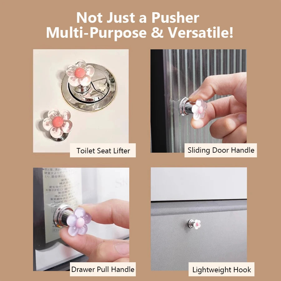 Floral Toilet Flush Button – Manicure-Friendly and Easy to Use