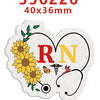 Glitter acrylic nurse badge charms set featuring a sunflower and a stethoscope design.
