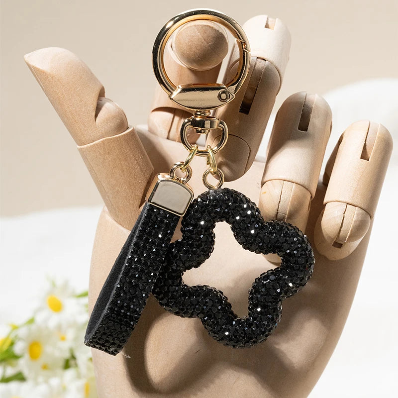 Rhinestone Clover Keychain