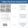 Aluminum Pop Rivets Assortment Kit – 14 Sizes, 120/200 Count